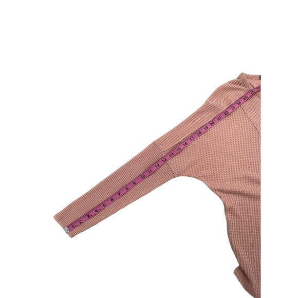 Gibsonlook Mixed Rib Waffle Knit Henley Long Sleeve Blush Pink SizeXS - Picture 9 of 9